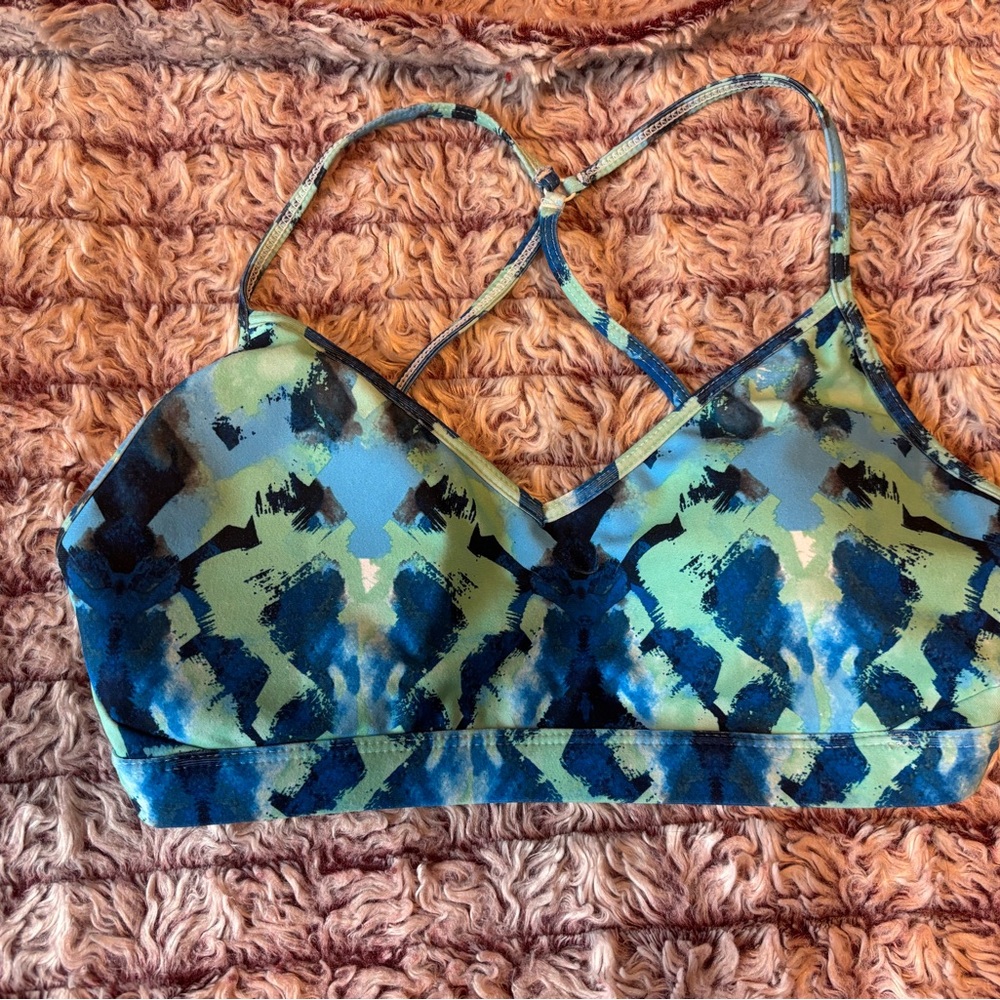 Fabletics Blue and Green Tie-Dye Bralette